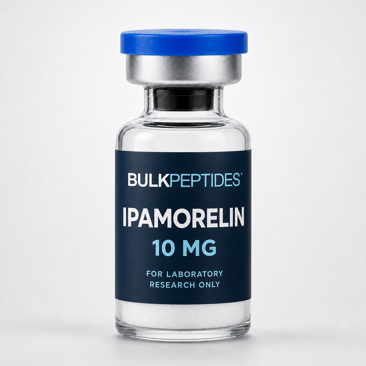 Bulk Peptides Ipamorelin 10 MG laboratory research vial label illustration