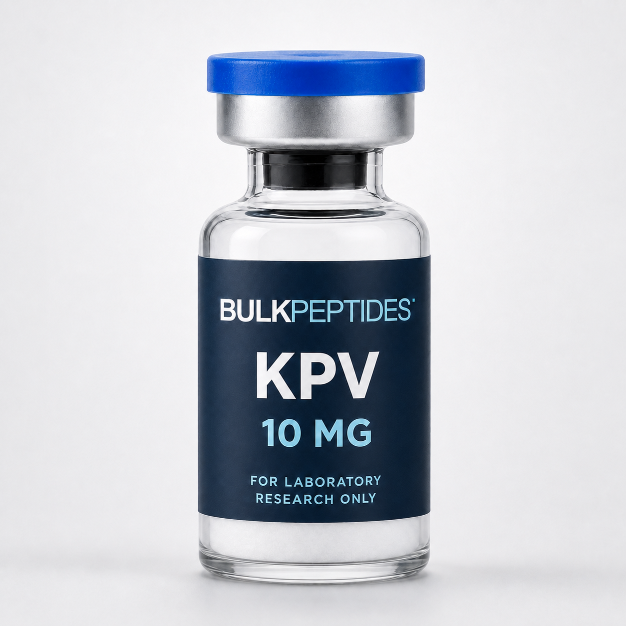 Bulk Peptides KPV 10 mg laboratory research vial label illustration