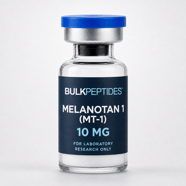 Bulk Peptides Melanotan 1 (MT-1) 10 mg laboratory research vial label illustration