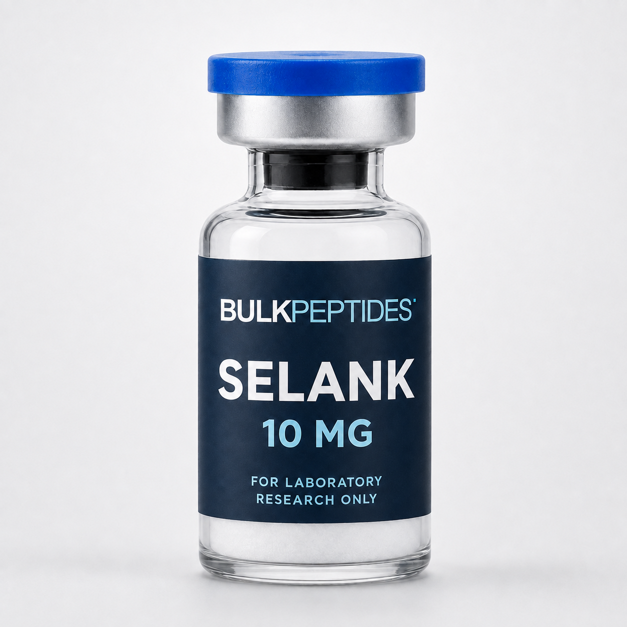 Bulk Peptides Selank 10 MG laboratory research vial label illustration