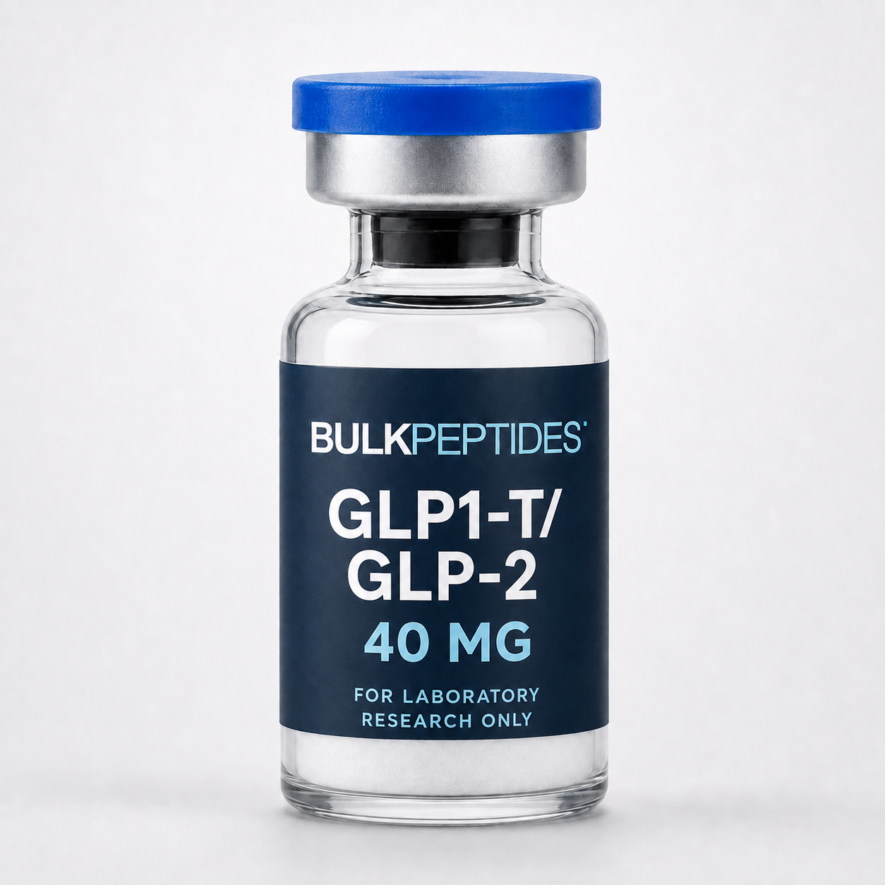 Bulk Peptides GLP1-T/GLP-2 40 mg laboratory research vial label illustration