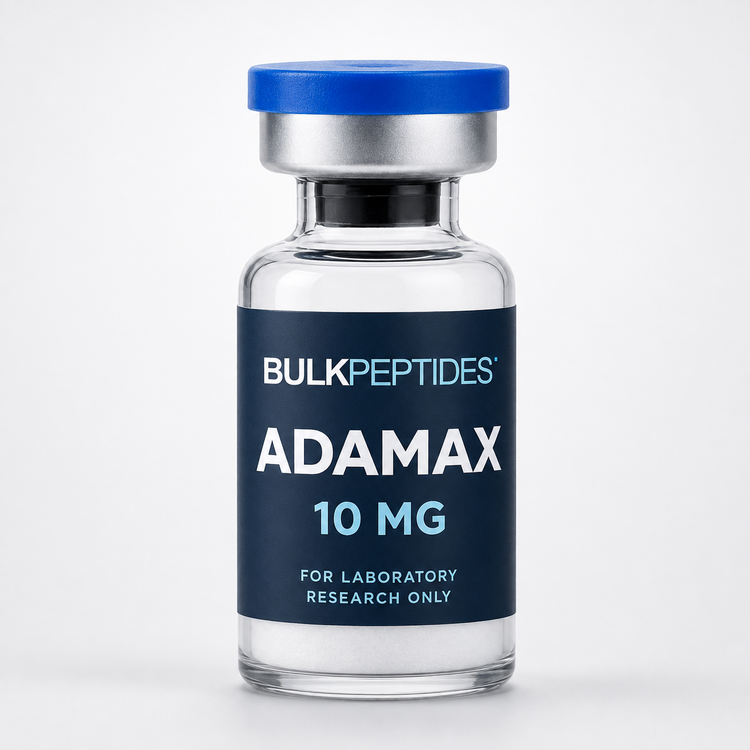 Bulk Peptides Adamax 10 mg laboratory research vial label illustration