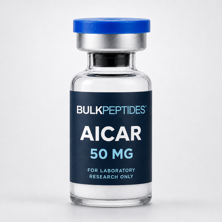Bulk Peptides AICAR 50 mg laboratory research vial label illustration