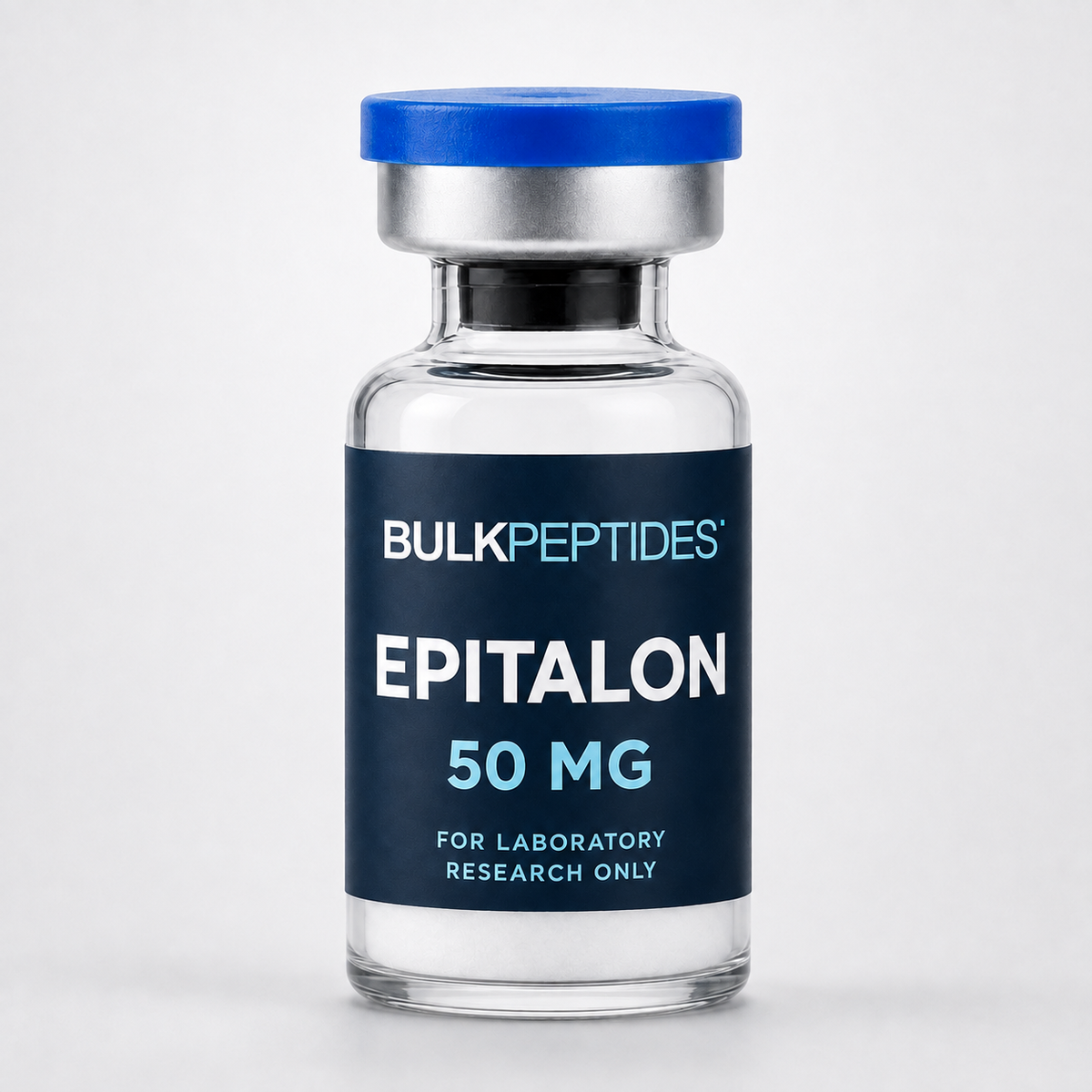Bulk Peptides Epitalon 50 mg laboratory research vial label illustration