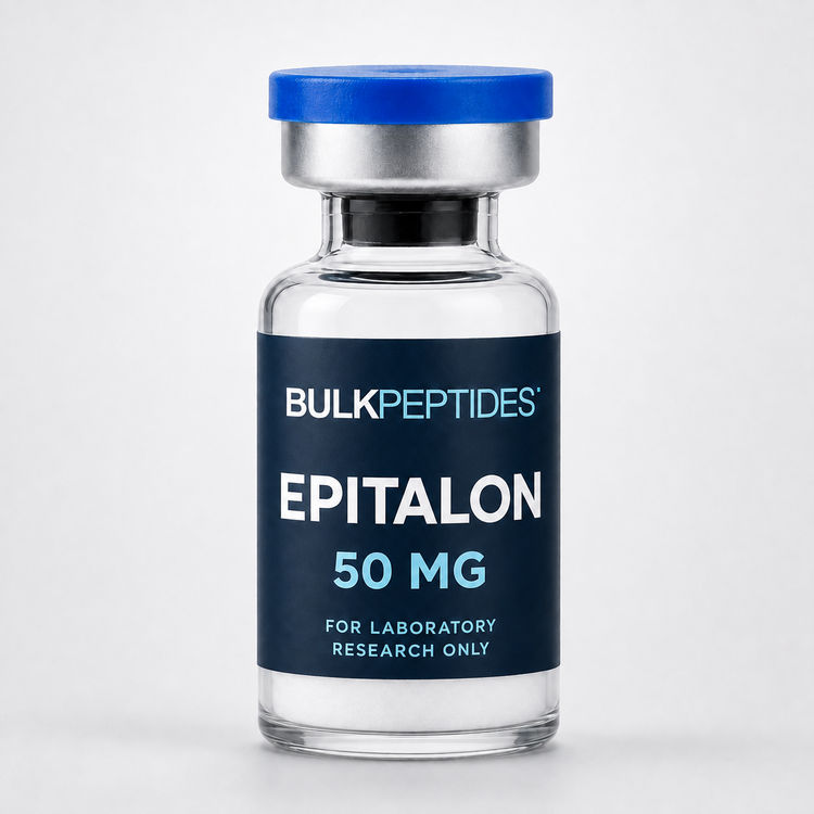 Bulk Peptides Epitalon 50 mg laboratory research vial label illustration