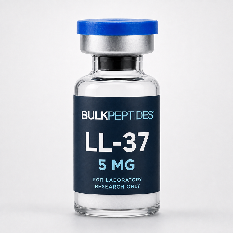 Bulk Peptides LL-37 5 mg laboratory research vial label illustration