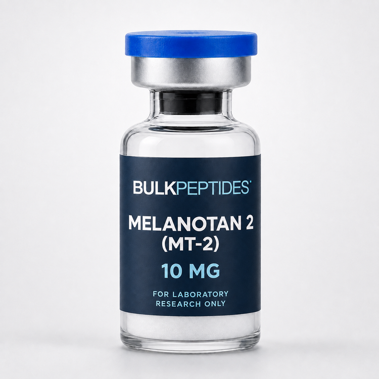 Bulk Peptides Melanotan 2 (MT-2) 10 mg laboratory research vial label illustration