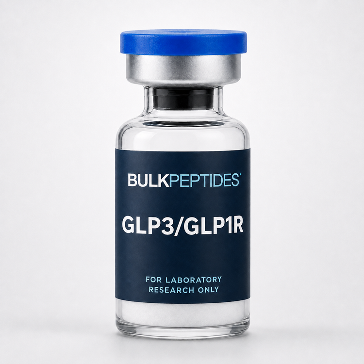 Bulk Peptides GLP3/GLP1R laboratory research vial label illustration