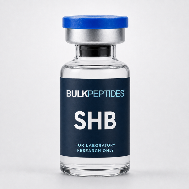 Bulk Peptides SHB laboratory research vial label illustration