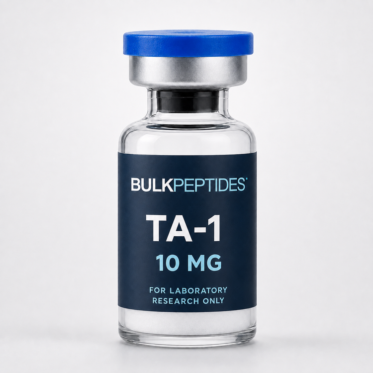 Bulk Peptides TA-1 10 mg laboratory research vial label illustration
