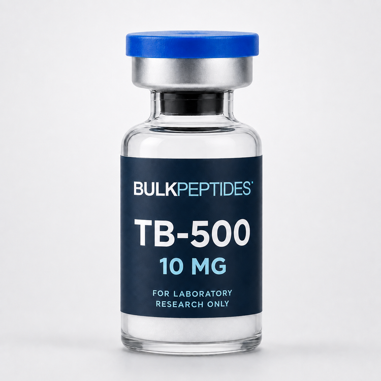Bulk Peptides TB-500 10 mg laboratory research vial label illustration