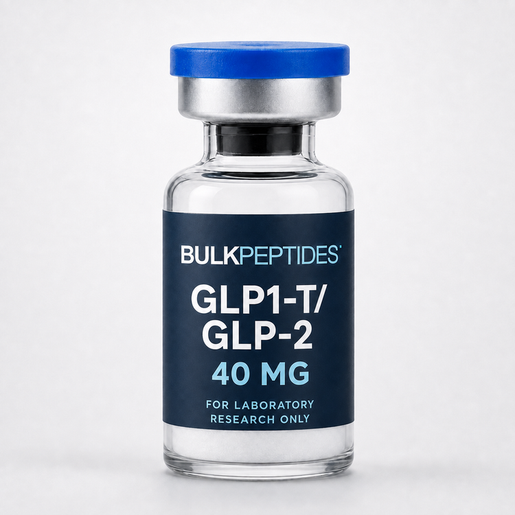Bulk Peptides GLP1-T/GLP-2 40 mg laboratory research vial label illustration